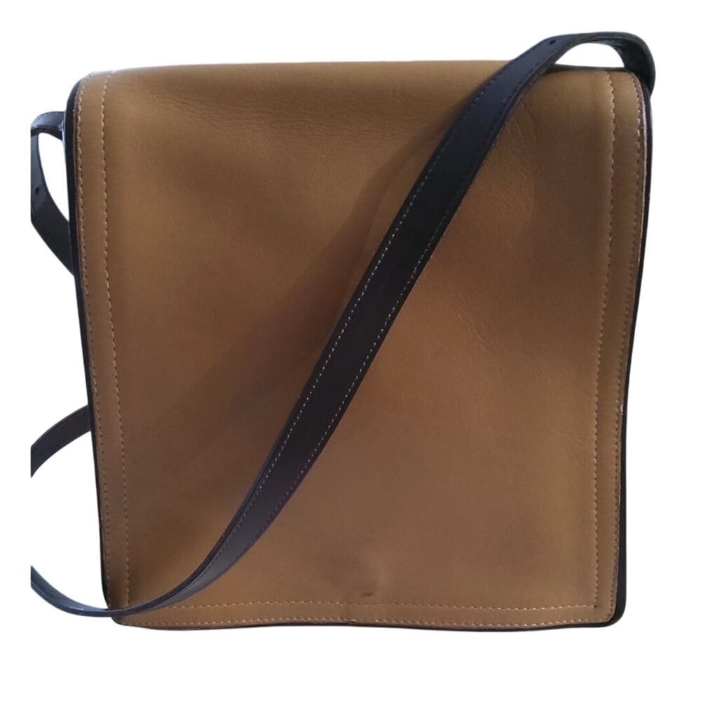Vtg rare Coach Monterey flap crossbody bag tan leather suede minimalist chic